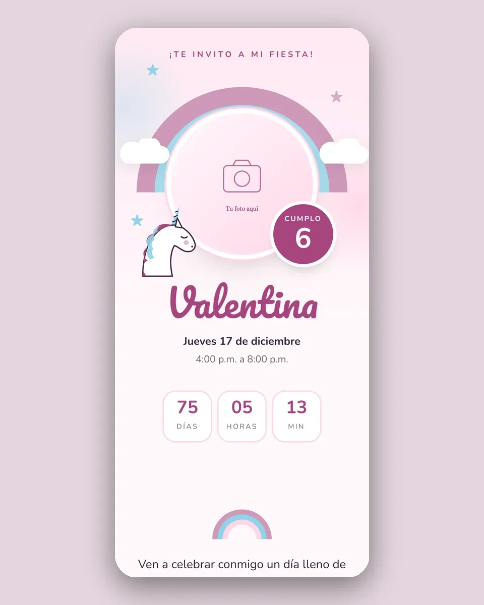 Diseño Unicornio y arcoíris